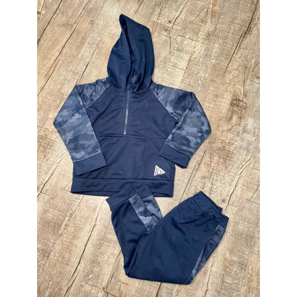 Mick Mack Sport Kids Navy Camo Tracksuit Set Half Zip Hoodie & Joggers 3T